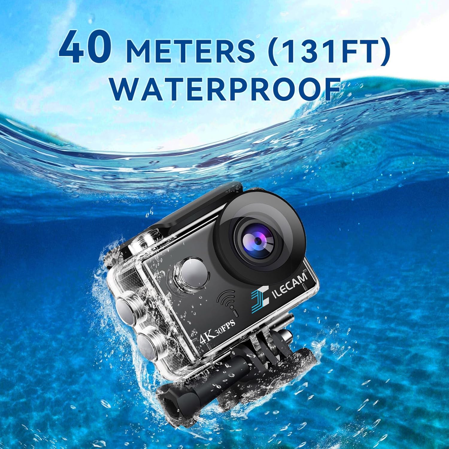Action Camera 4K WiFi/ 2.4 G Remote Control 2 * 1350mAh Battery Waterproof Camera Underwater 131FT 4*Zoom Sports Camera and Multifunctional Accessories (4K+MIC) - Image 5