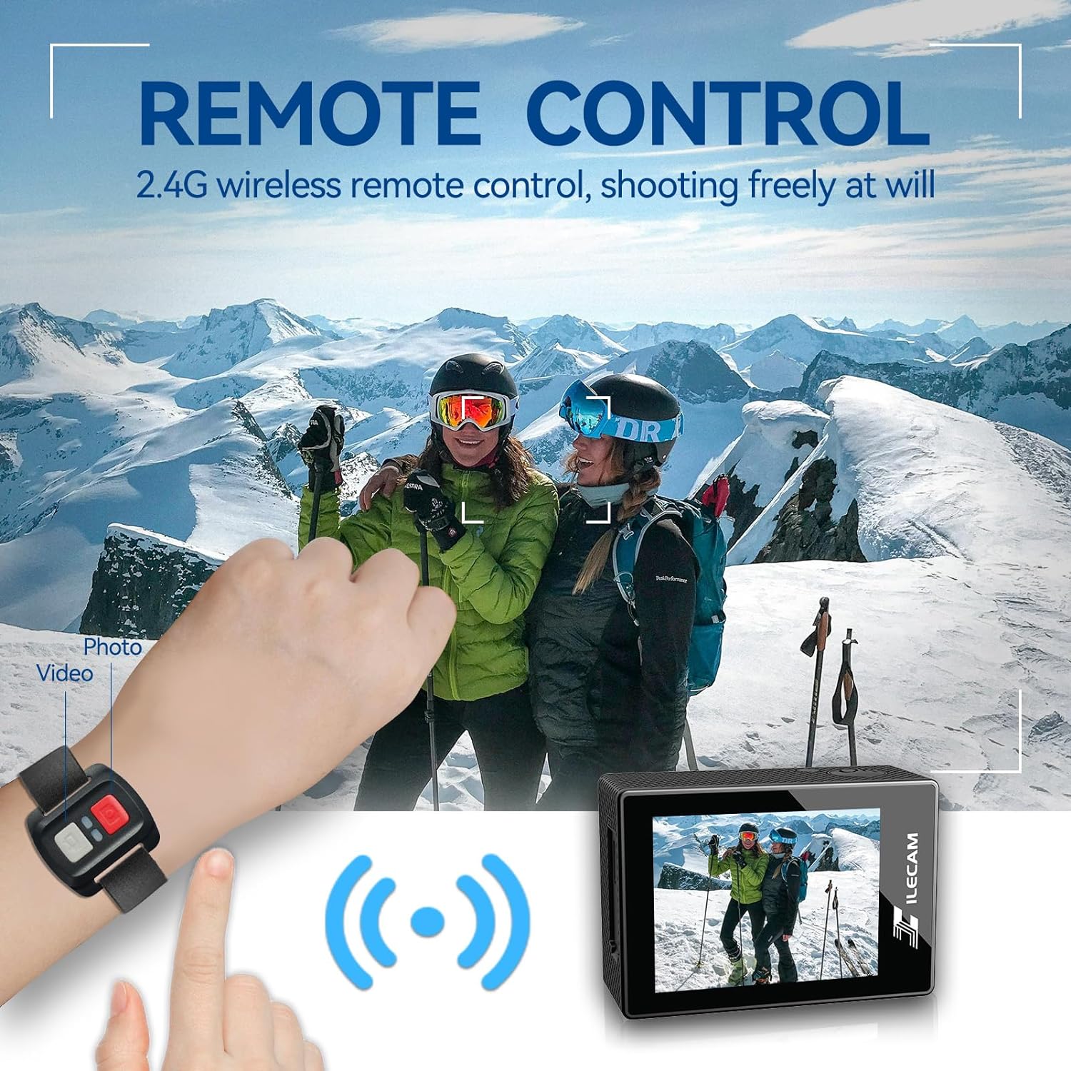 Action Camera 4K WiFi/ 2.4 G Remote Control 2 * 1350mAh Battery Waterproof Camera Underwater 131FT 4*Zoom Sports Camera and Multifunctional Accessories (4K+MIC) - Image 6