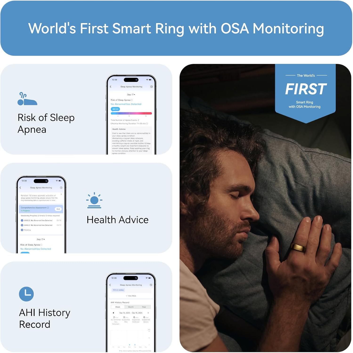 RingConn Gen 2, World’s First Smart Ring with Sleep Apnea Monitoring, No APP Subscription, 12-Day Battery Life, Stress/Heart Rate/Women's Health Tracker, Android & iOS Compatible (Gold, Size 9) - Image 3